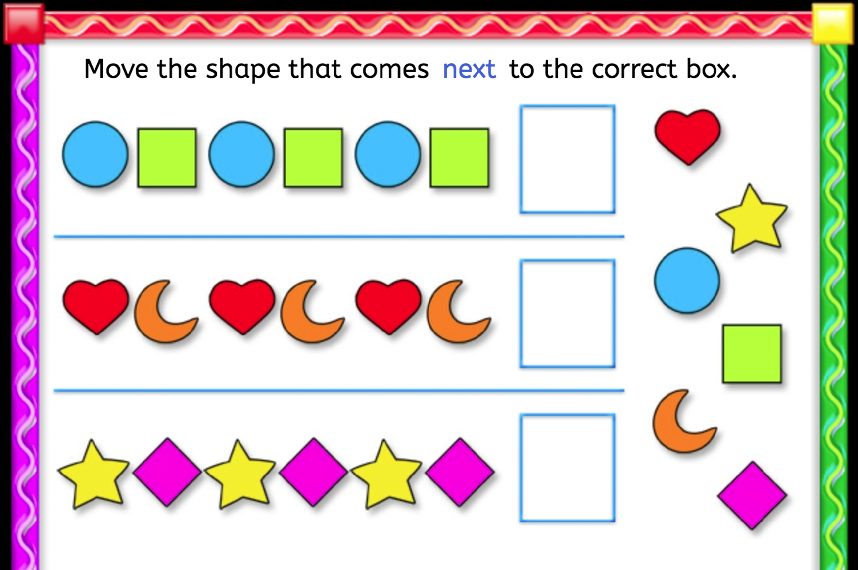 finish the pattern with shapes interactive worksheets anywhere teacher