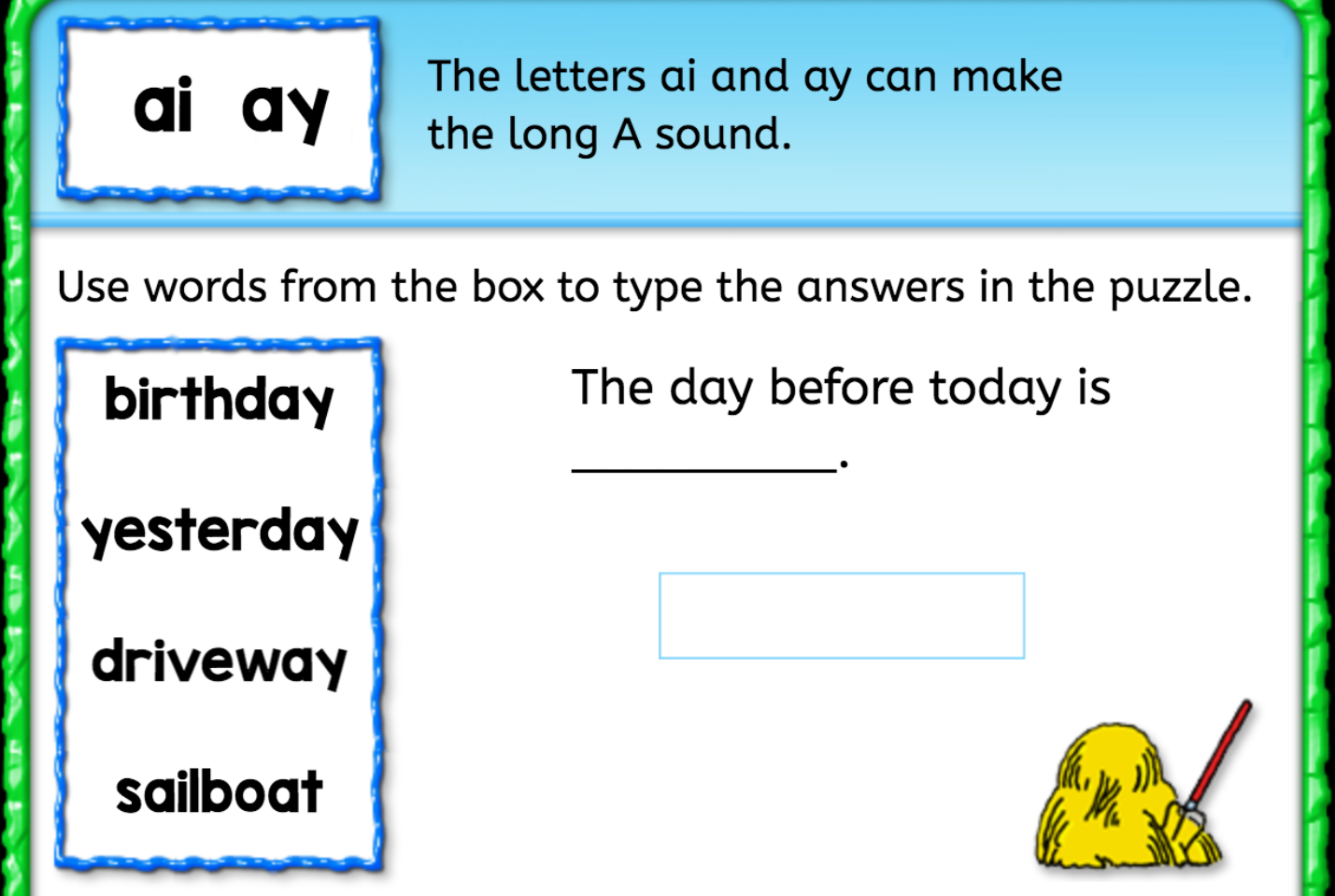 Long A Sound Words Worksheet