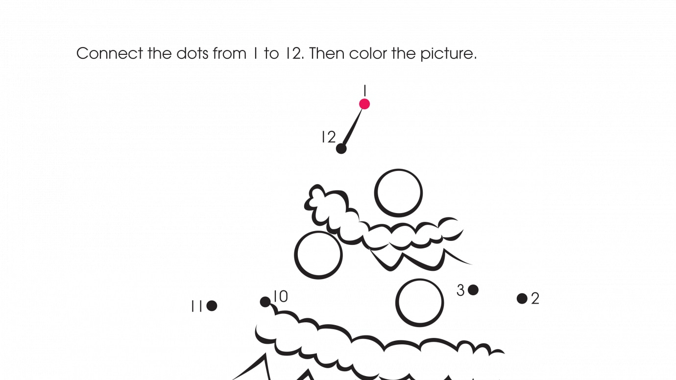 Holiday Christmas Tree Dot-to-Dot 1-12