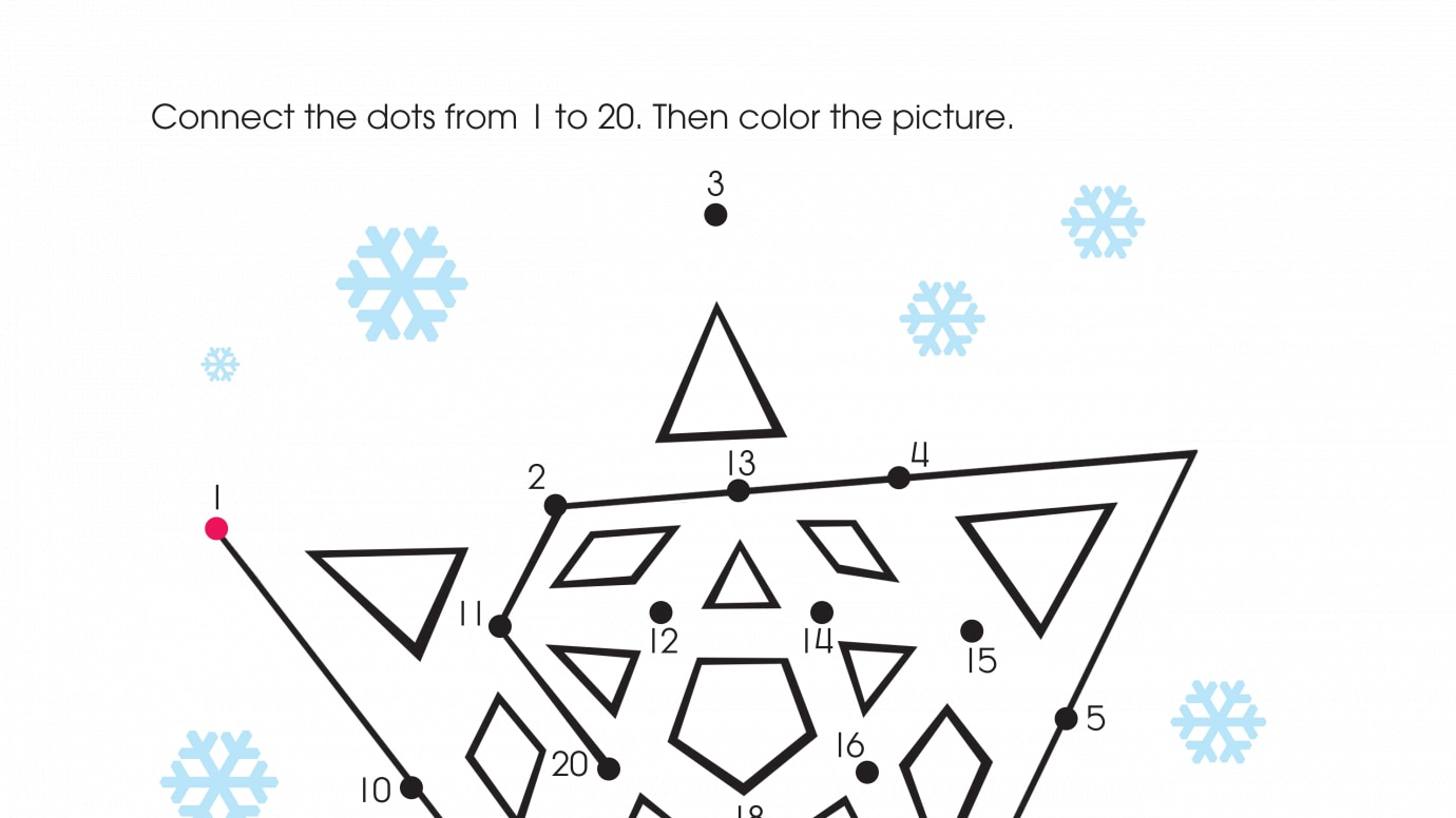 Holiday White Christmas Dot-to-Dots 1-20