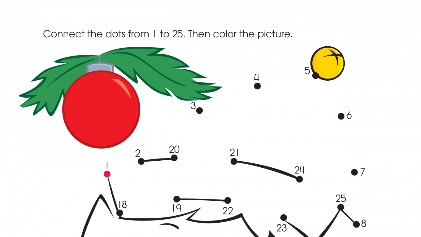 Holiday Santa's Helper Dot-to-Dots 1-25