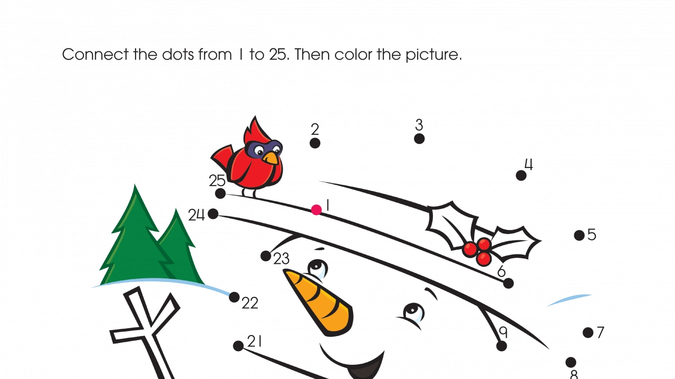 Holiday Frozen Friend Dot-to-Dots 1-25
