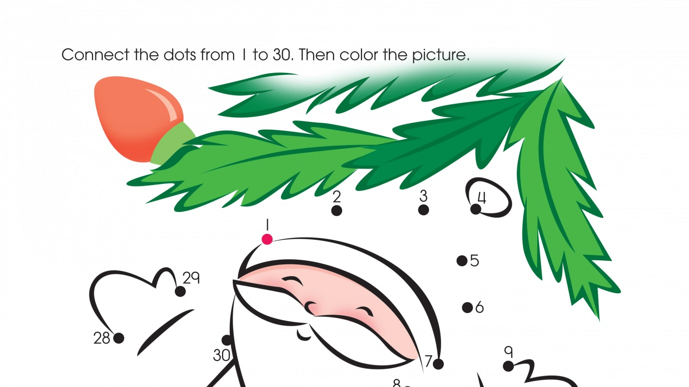 Holiday Tree Trimmings Dot-to-Dots 1-30