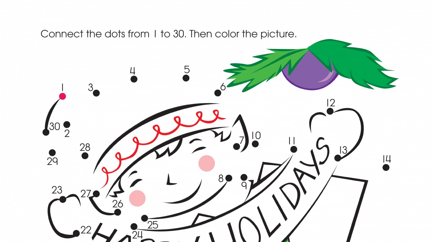 holiday here i am dot to dots 1 30 printable activities