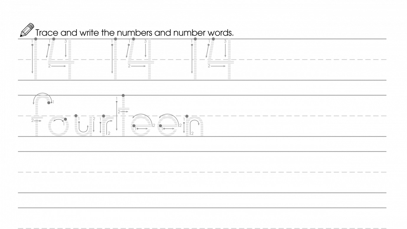 Trace & Write 14 and Fourteen
