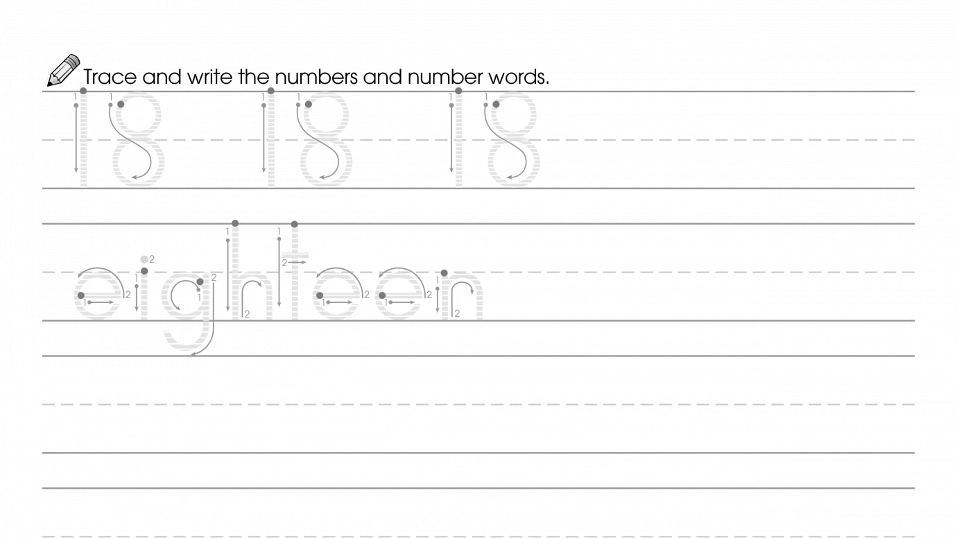 Trace & Write 18 and Eighteen