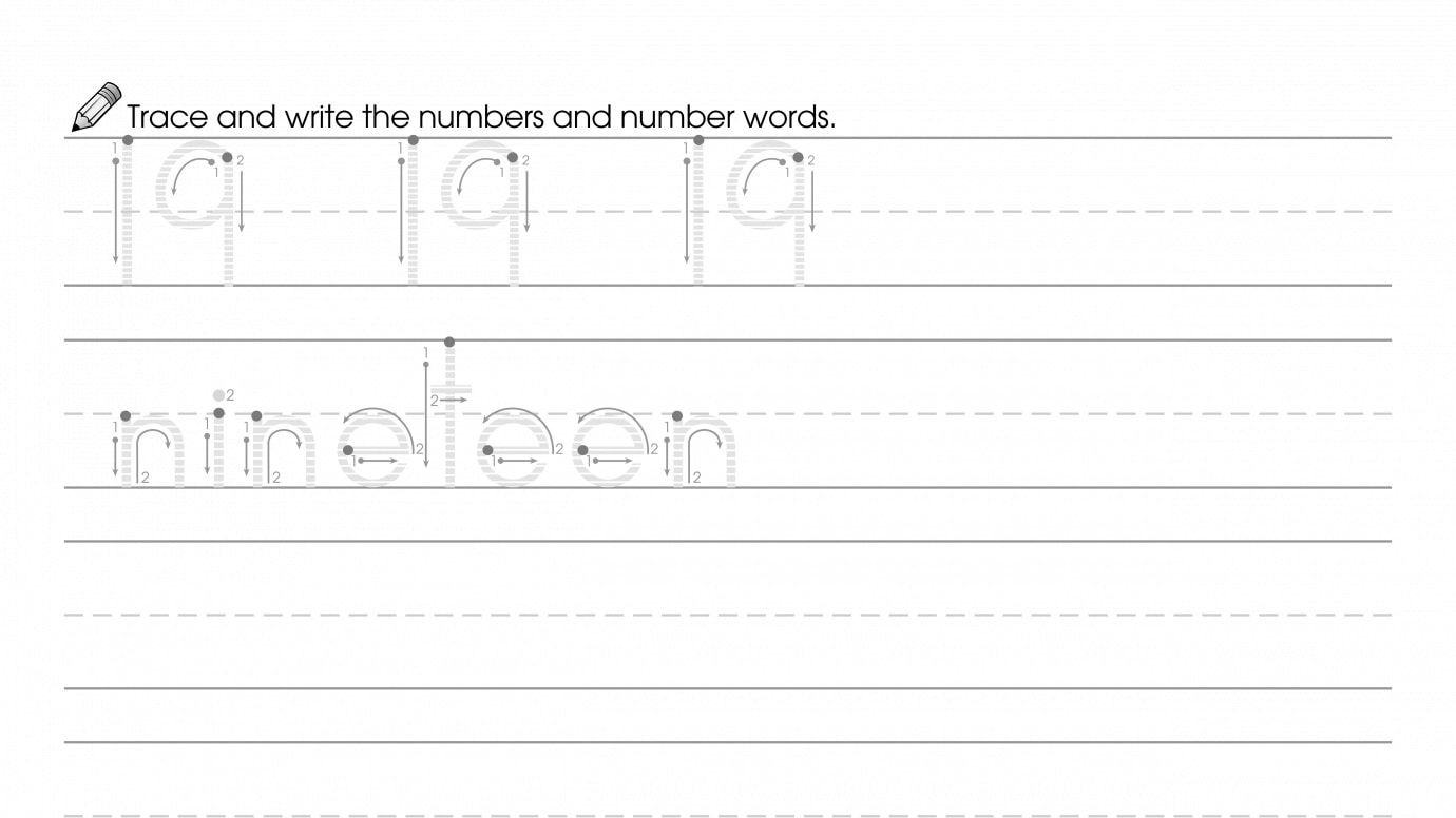 Trace & Write 19 and Nineteen
