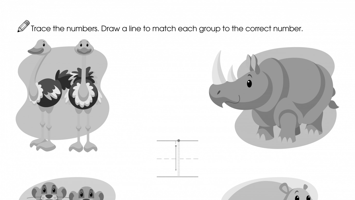 Trace & Write 1-2, Match Groups to the Numbers