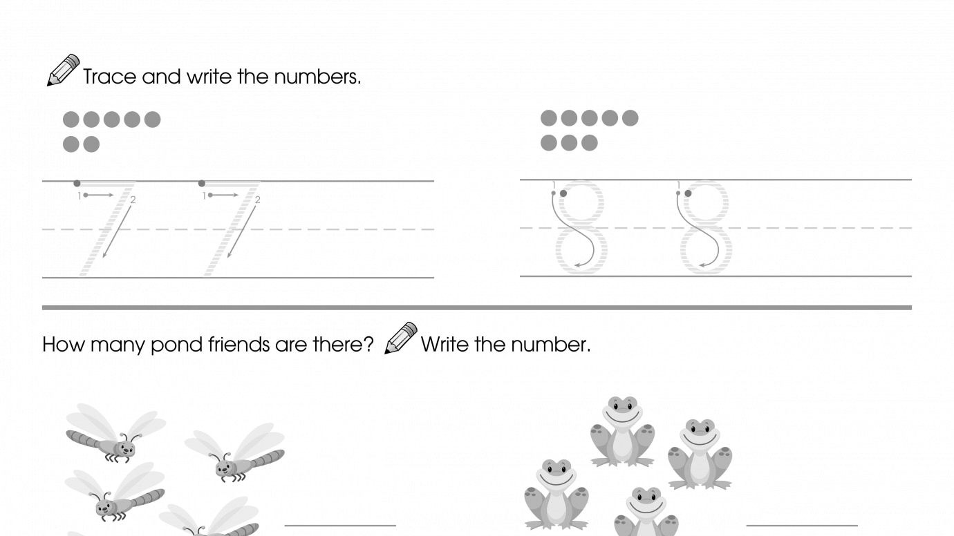 Trace & Write 7-8, Then Count & Write