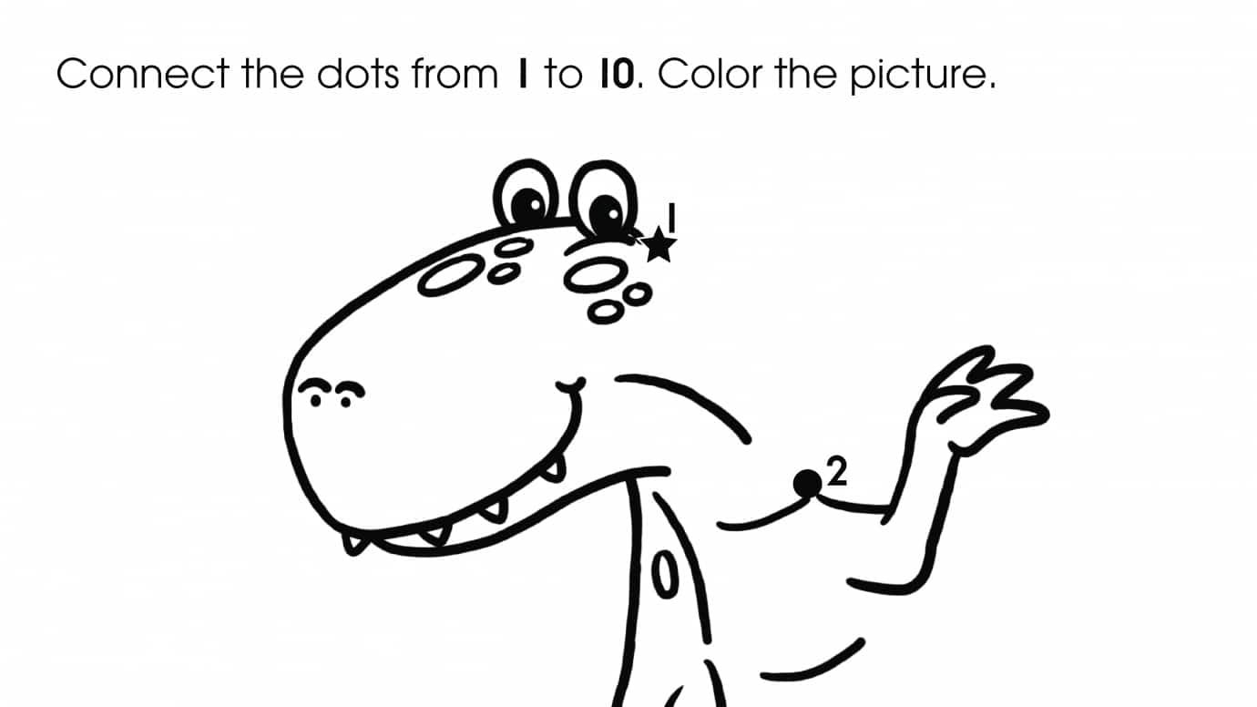 Dot-To-Dots 1-10 Dinosaur