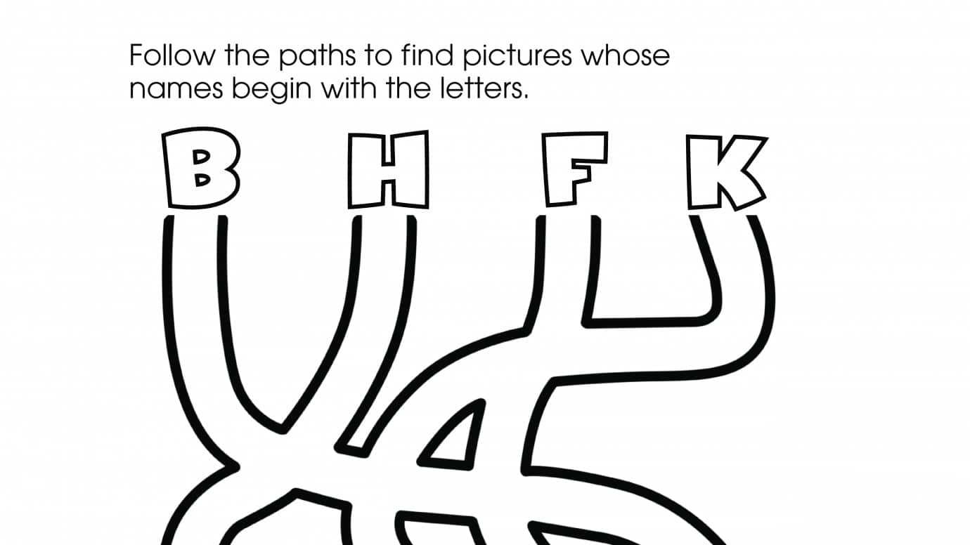 Beginning Sounds Letter Maze: B, H, F, K