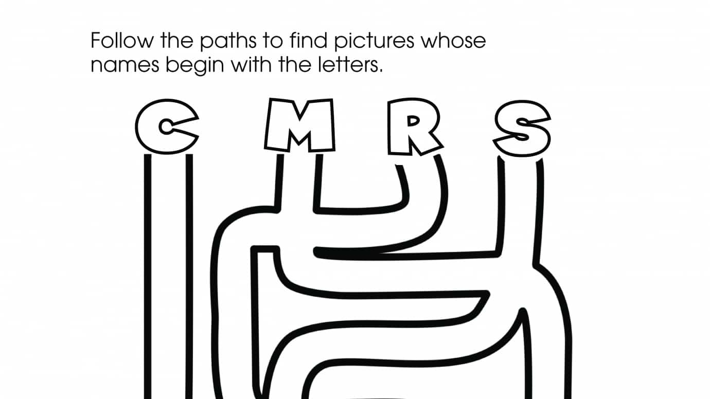 Beginning Sounds Letter Maze: C, M, R, S