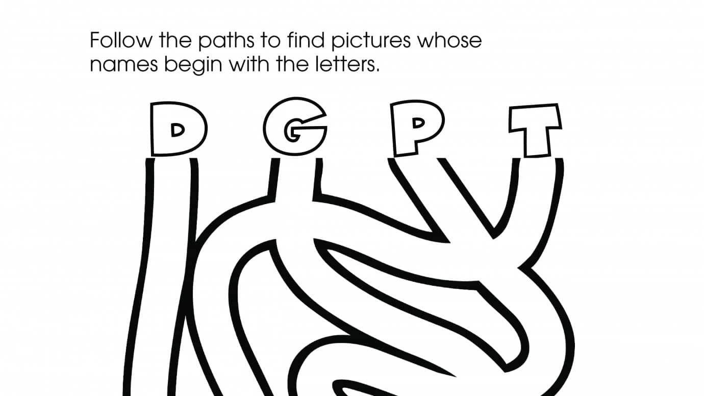 Beginning Sounds Letter Maze: D, G, P, T