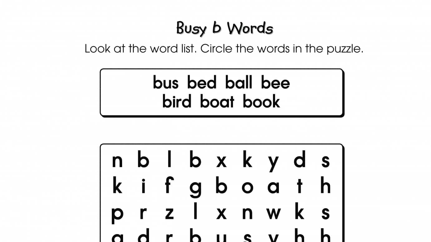 Word Search Puzzle b Words