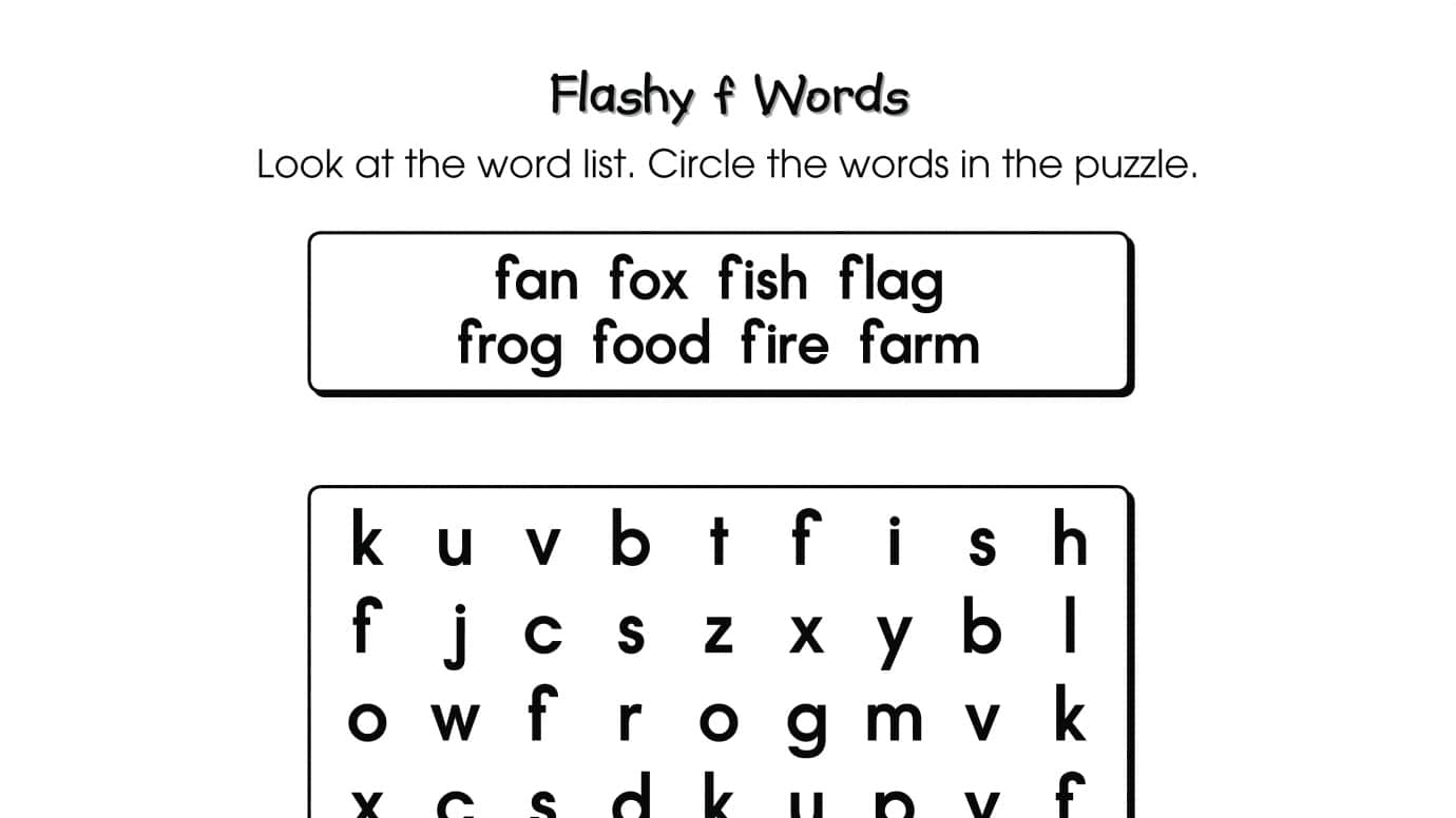 Word Search Puzzle f Words