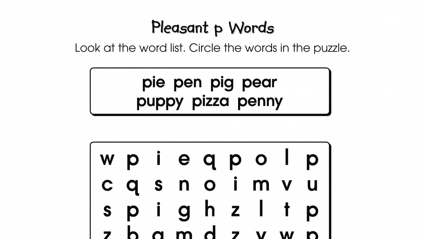Word Search Puzzle p Words