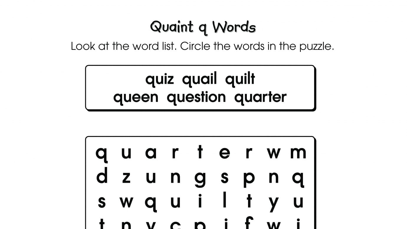 Word Search Puzzle q Words