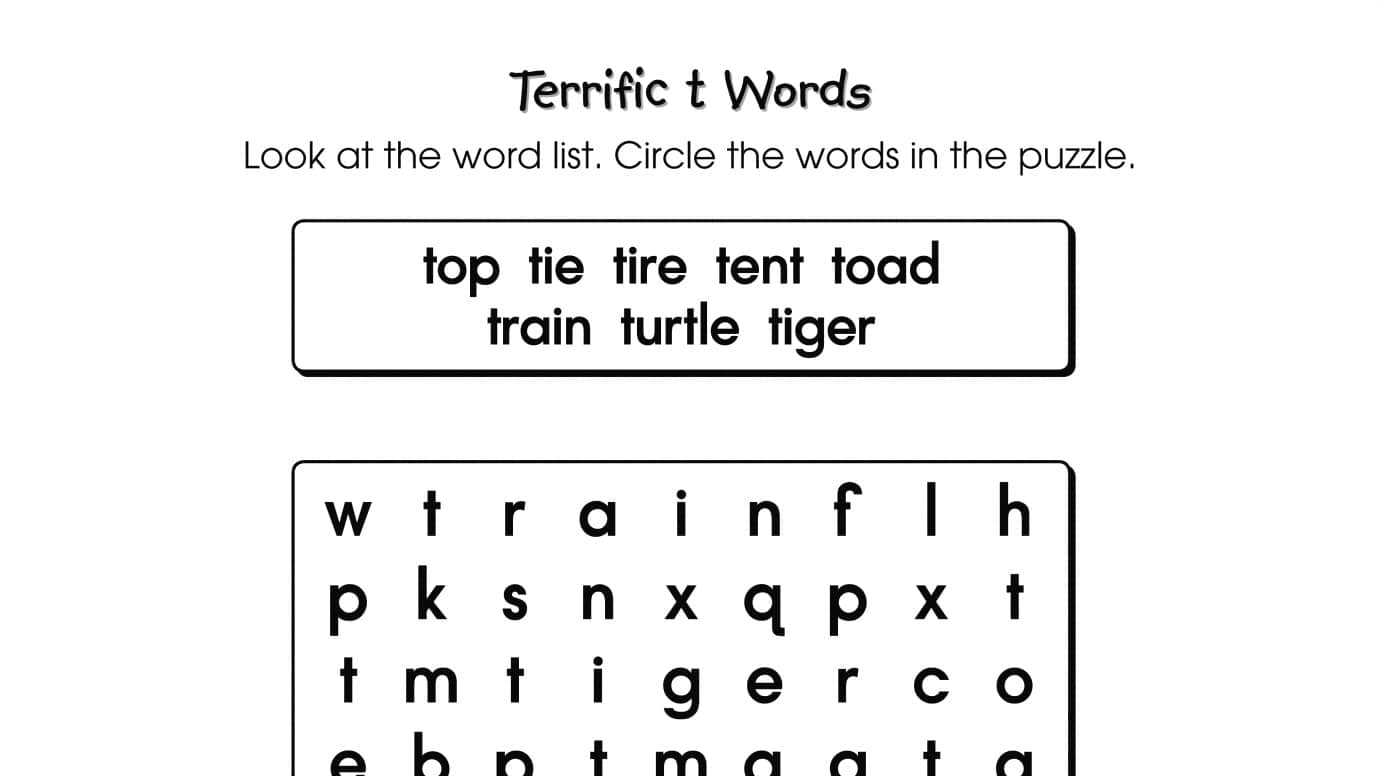 Word Search Puzzle t Words