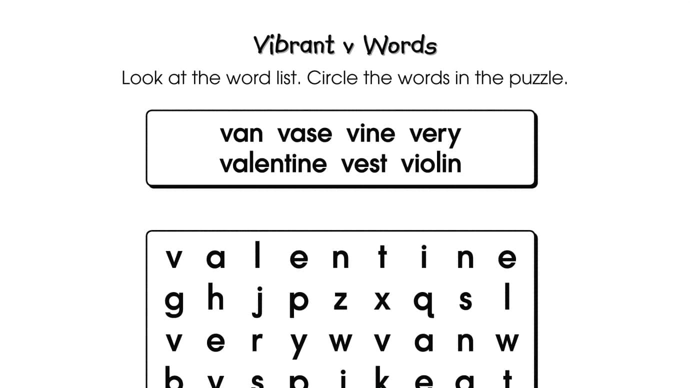 Word Search Puzzle v Words