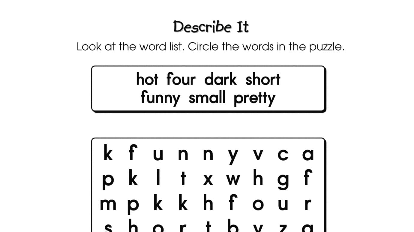 Word Search Puzzle Adjectives Anywhere Teacher