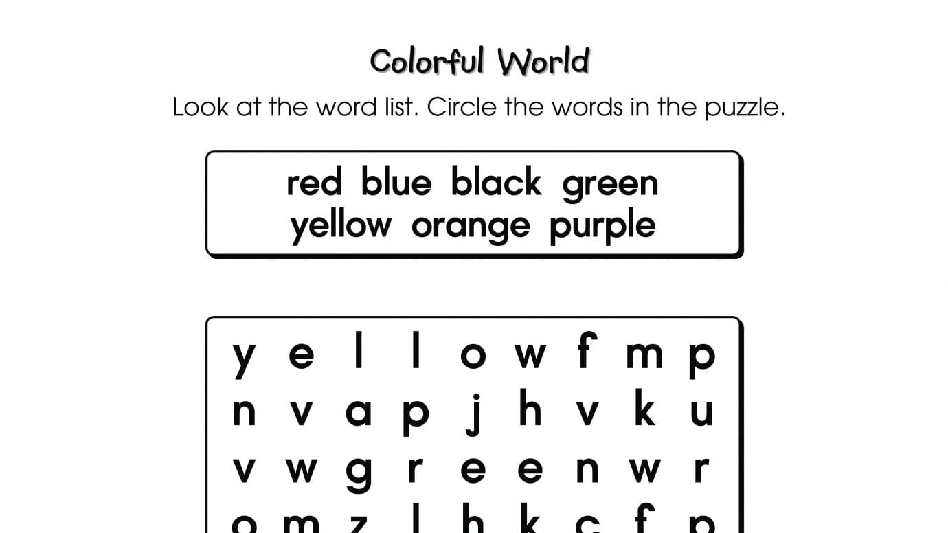 Word Search Puzzle Colors