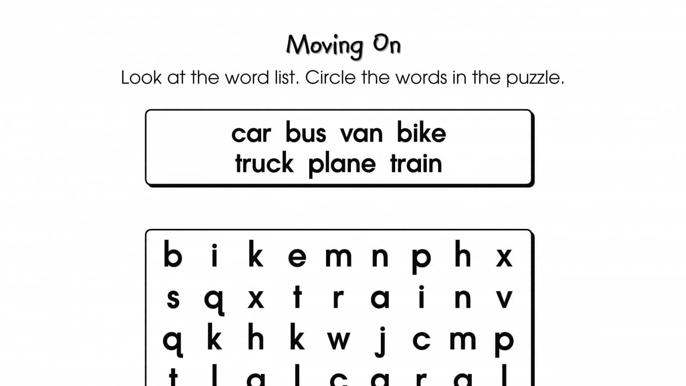 Word Search Puzzle Moving On