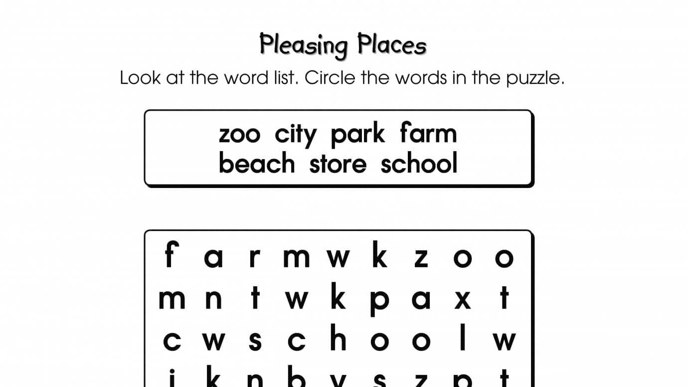 Word Search Puzzle Pleasing Places | Anywhere Teacher