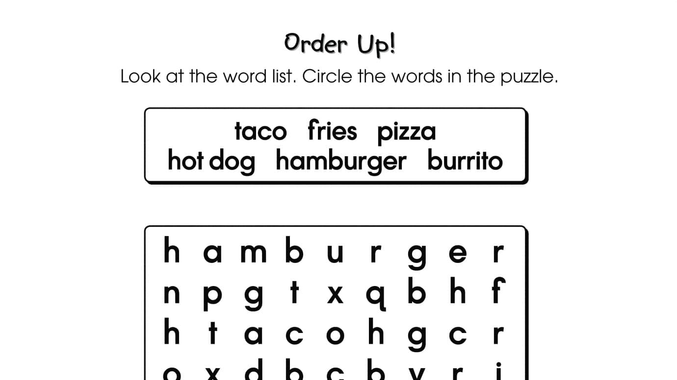 Word Search Puzzle Order Up!