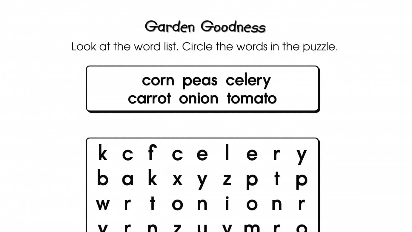 Word Search Puzzle Garden Goodness