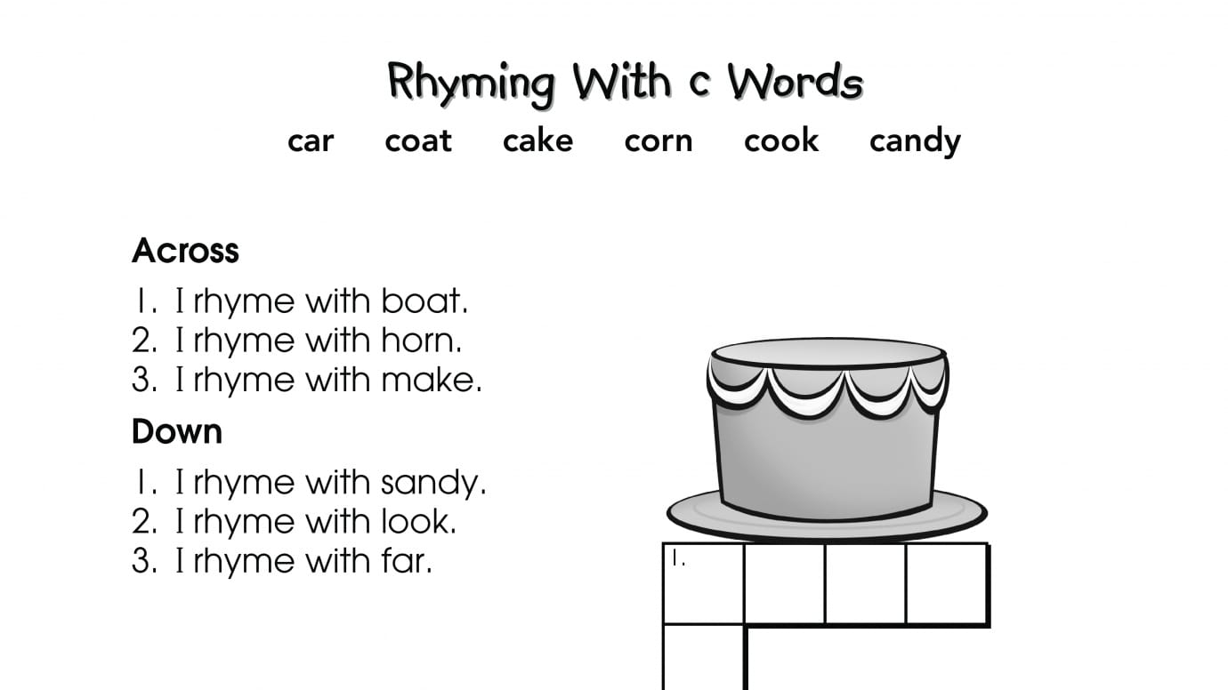 Crossword Puzzle Rhyming with c Words