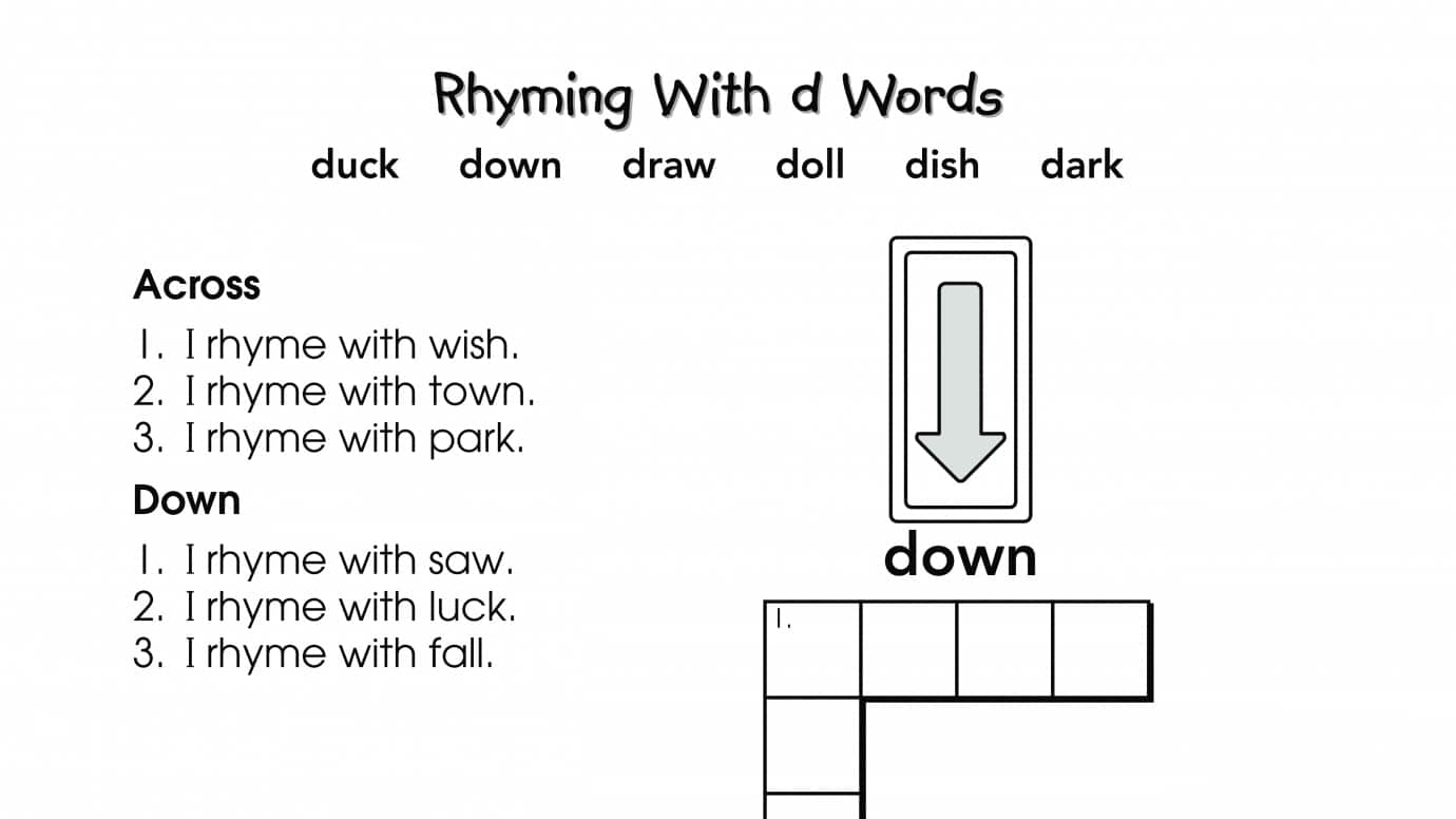 Crossword Puzzle Rhyming with d Words