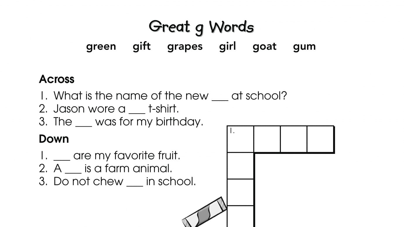 Crossword Puzzle g Words