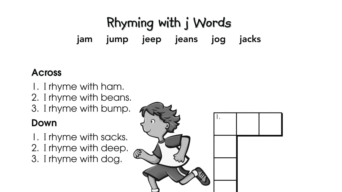 Crossword Puzzle Rhyming with j Words
