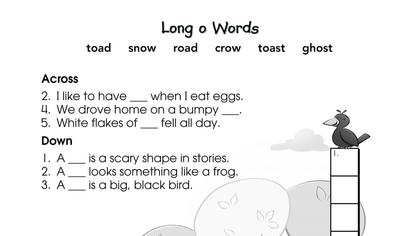 Crossword Puzzle Long o Words