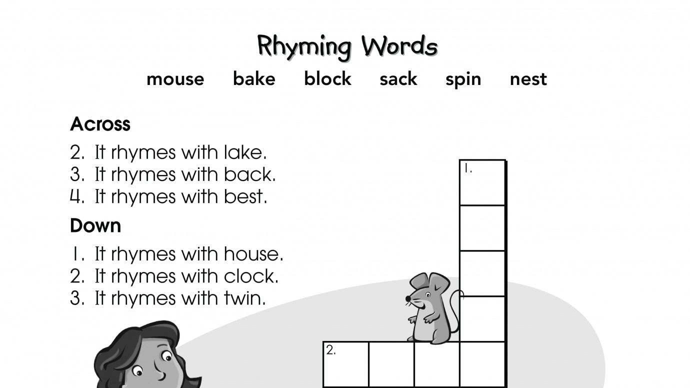 Crossword Puzzle Rhyming Words