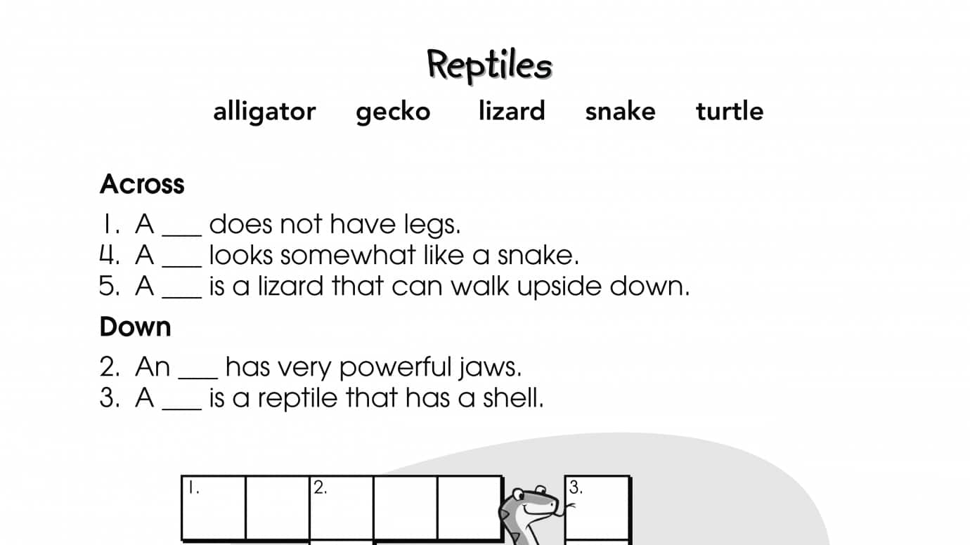Crossword Puzzle Reptiles