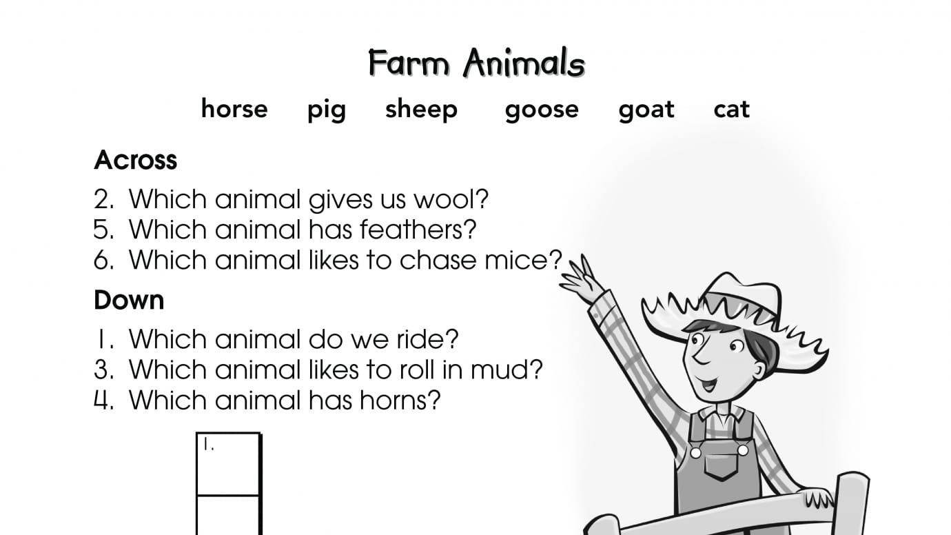 Crossword Puzzle Farm Animals