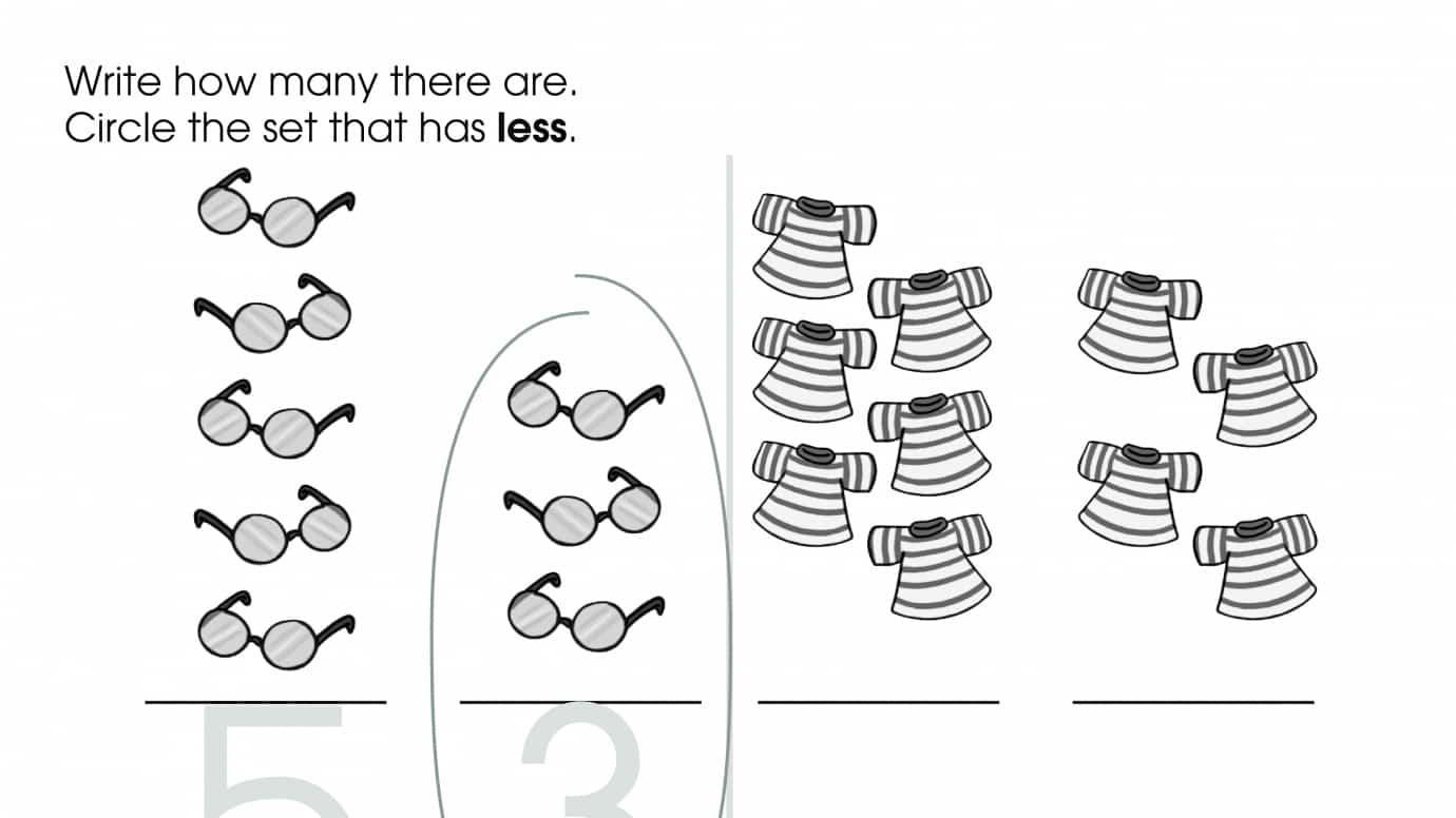 Count & Write Numbers: Showing Less 2