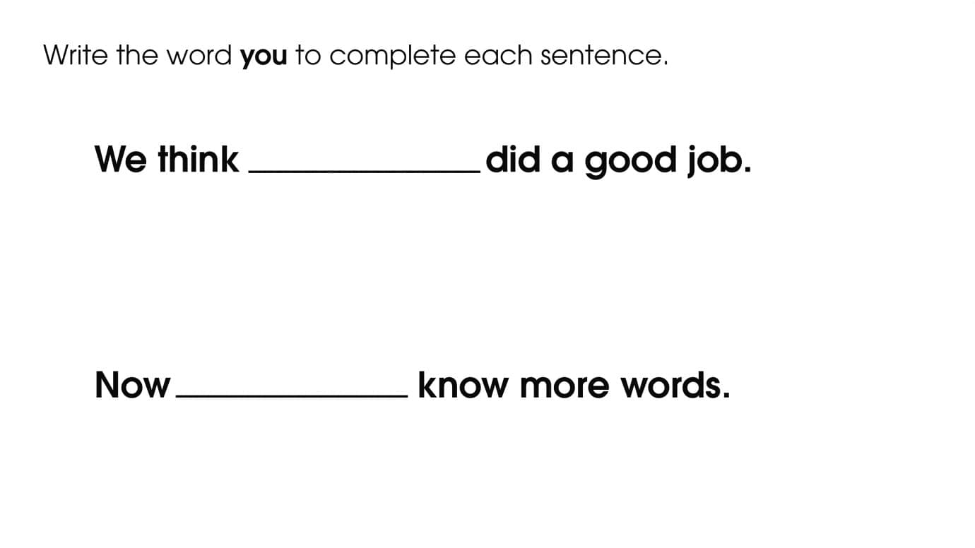 Use the Word “you” to Complete the Sentences