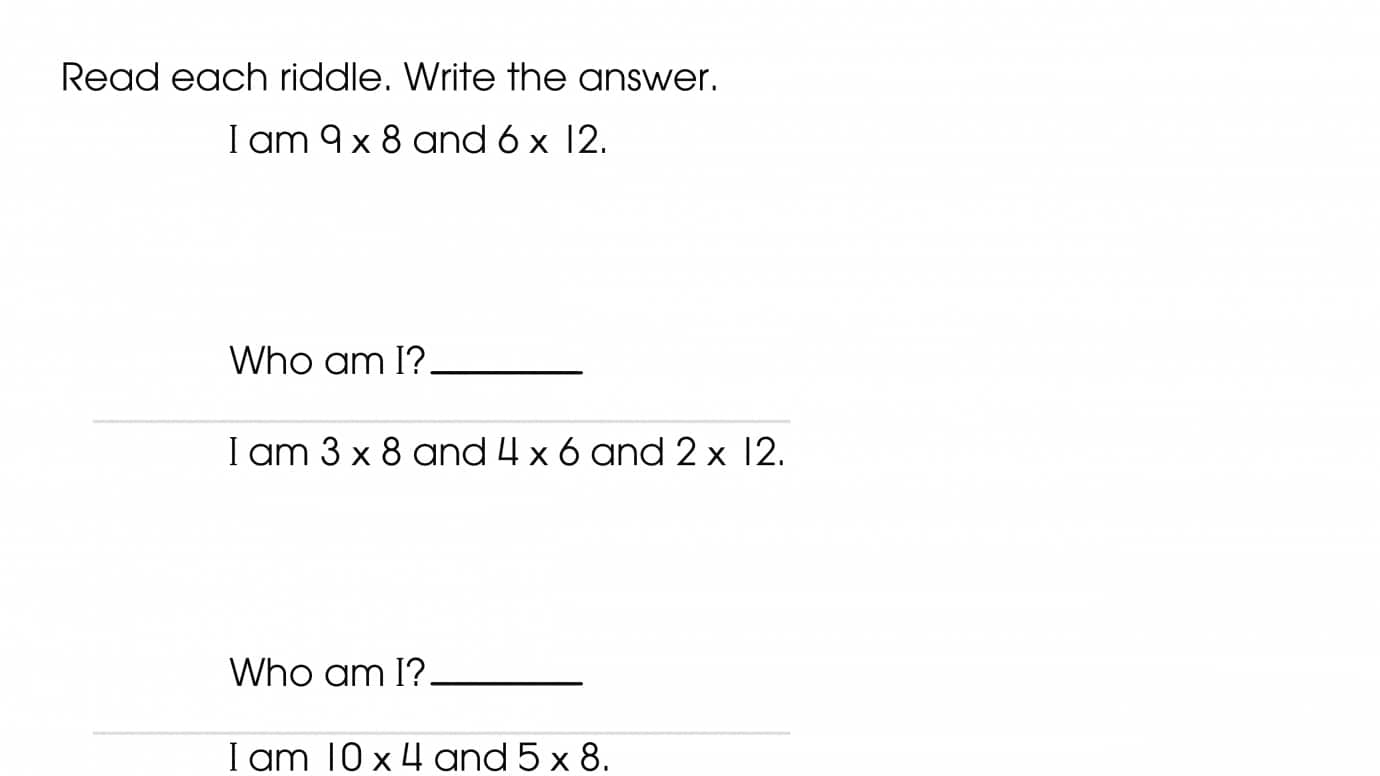 Solving Multiplication Word Problems: Riddles