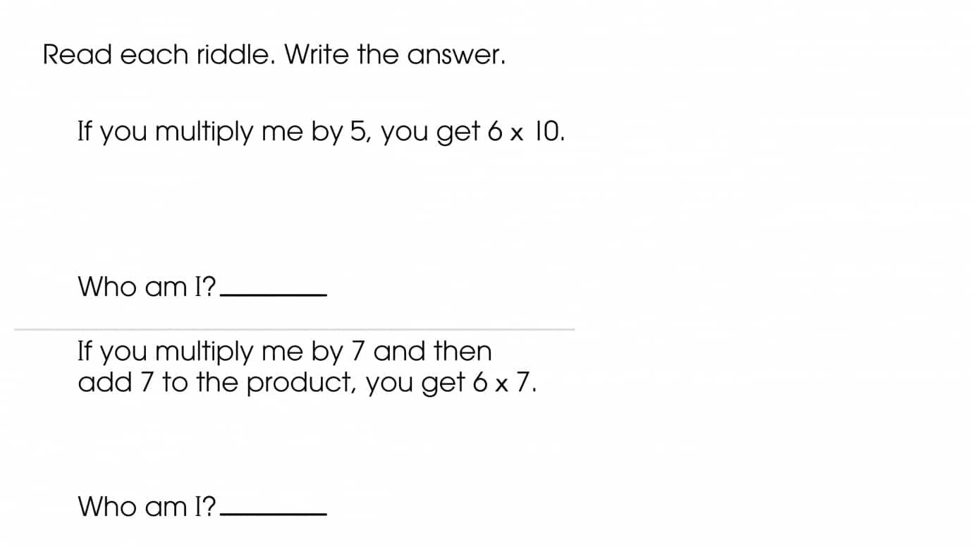 Solving Multiplication Word Problems: Riddles