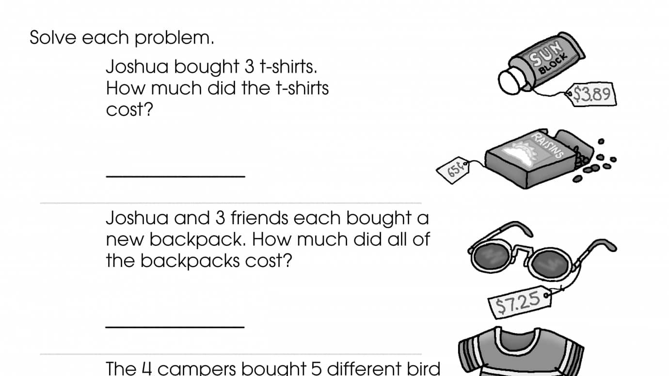 Solving Multiplication Word Problems: Money