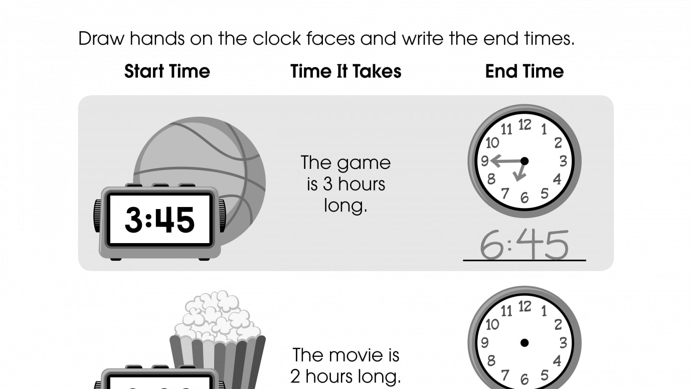 Draw the Clock Hand, Fill in the Blank, and Write the Time