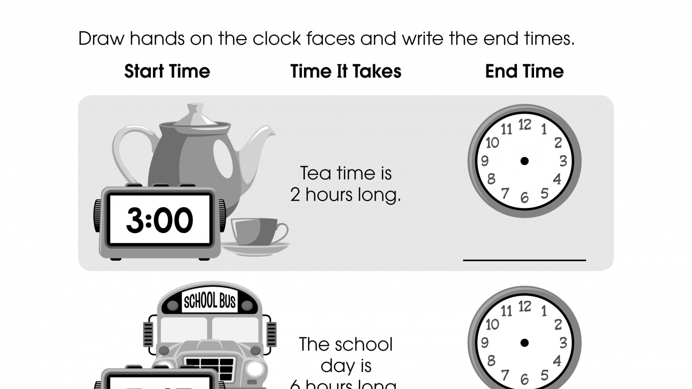 Draw the Clock Hand, Fill in the Blank, and Write the Time