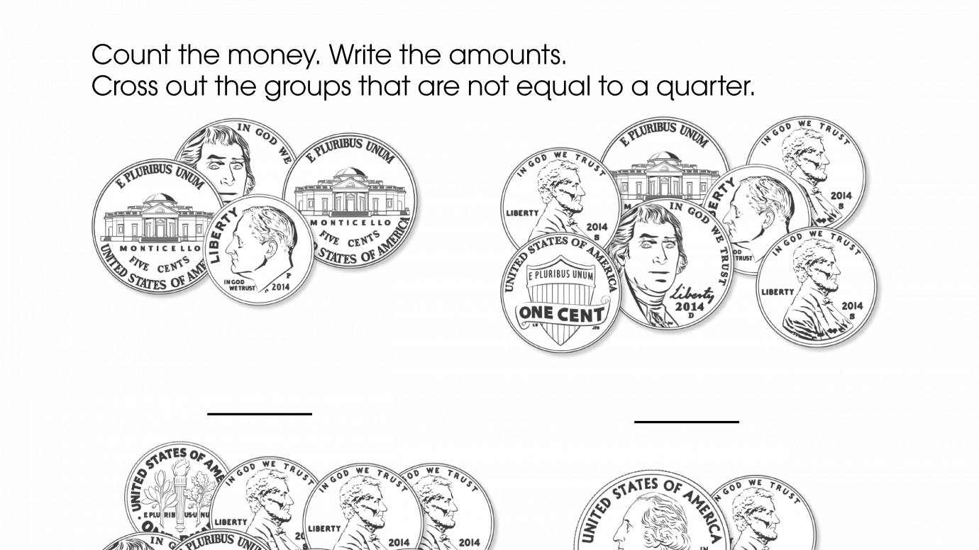 Counting Money that is Equal to a Quarter