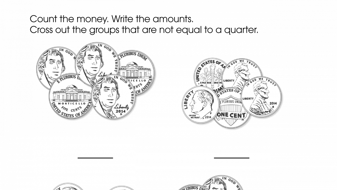 Counting Money that is Equal to a Quarter