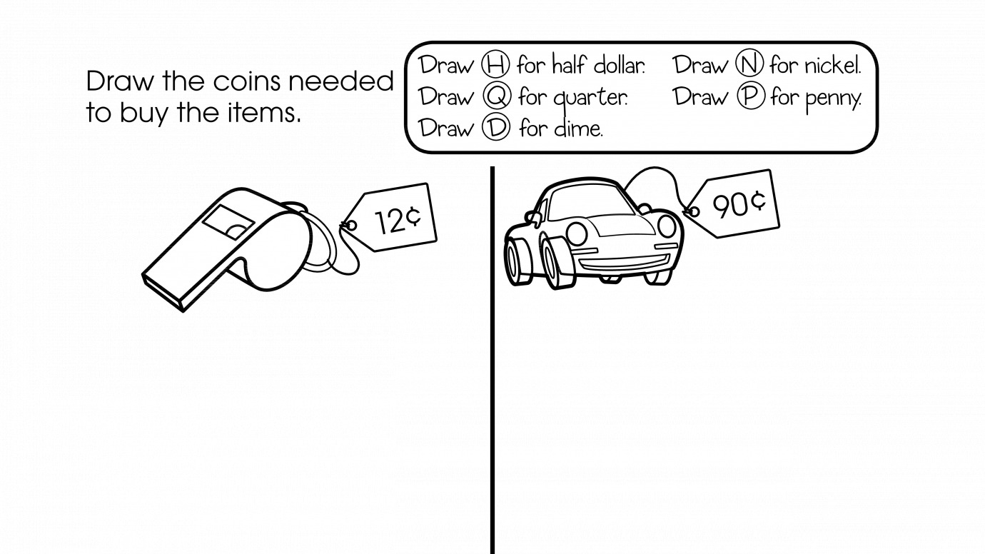 Counting & Spending Money, then Drawing Coins