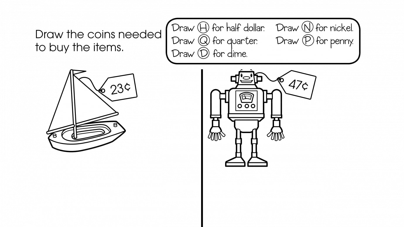 Counting & Spending Money, then Drawing Coins