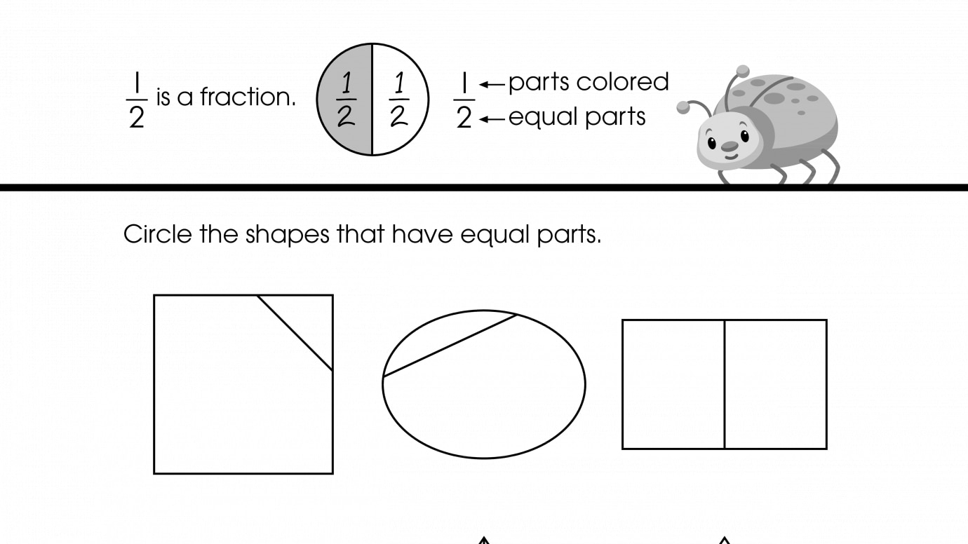 Circle & Write 1/2 Fractions