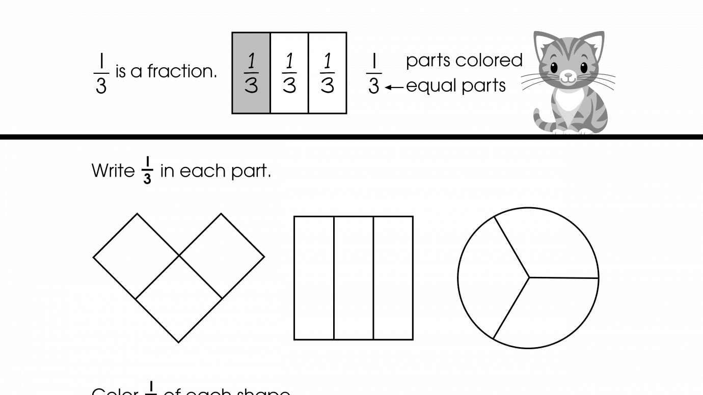 Write & Color 1/3 Fractions